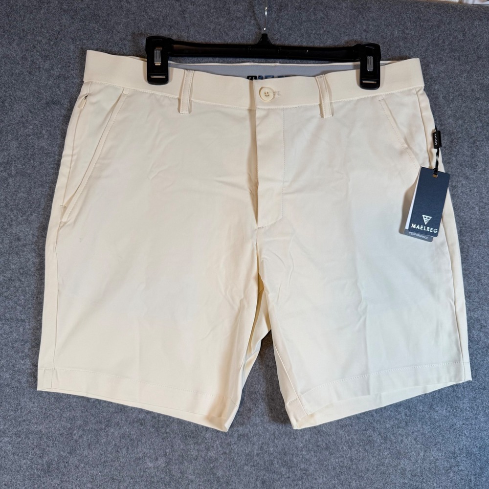 Maelreg Proflex Golf Shorts Mens 32 Beige Performance 7 Wicking  Stretch NEW